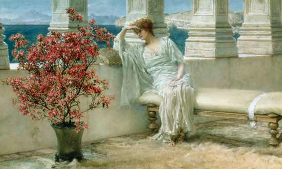 Her eyes are with thoughts and they are far away a Sir Lawrence Alma-Tadema