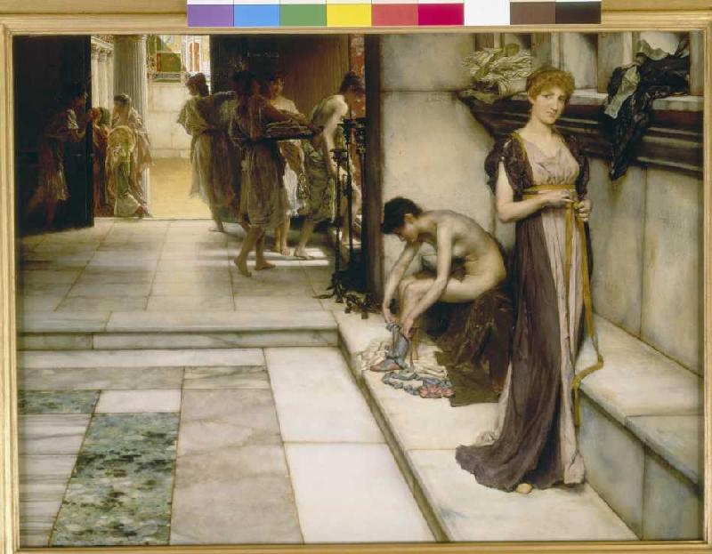 In the Apodyterium of the thermal springs in Rome. a Sir Lawrence Alma-Tadema