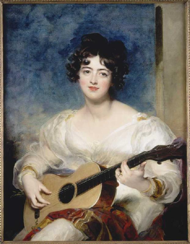 Portrait of the Lady Wallscourt when playing instruments a Sir Thomas Lawrence