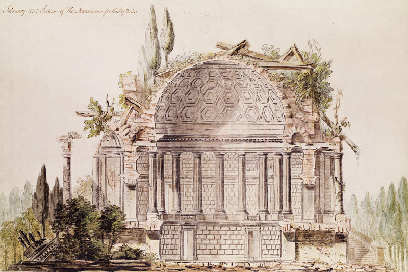 Architectural drawing for mausoleum for Frederick, Prince of Wales (1707-51) a Sir William Chambers