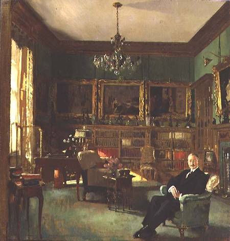 Otto Beit in his study at Belgrave Square a Sir William Orpen