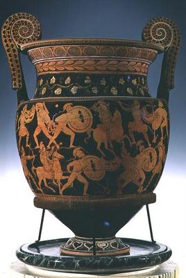 Red-figure volute krater depicting the Battle of the Greeks and the Amazons, Apulian (ceramic) (see a Sisyphus Painter