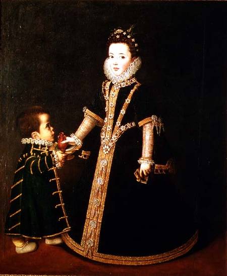 Girl with a dwarf, thought to be a portrait of Margarita of Savoy, daughter of the Duke and Duchess a Sofonisba Anguisciola