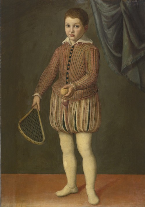 Portrait of a boy holding a tennis racket and ball a Sofonisba Anguissola