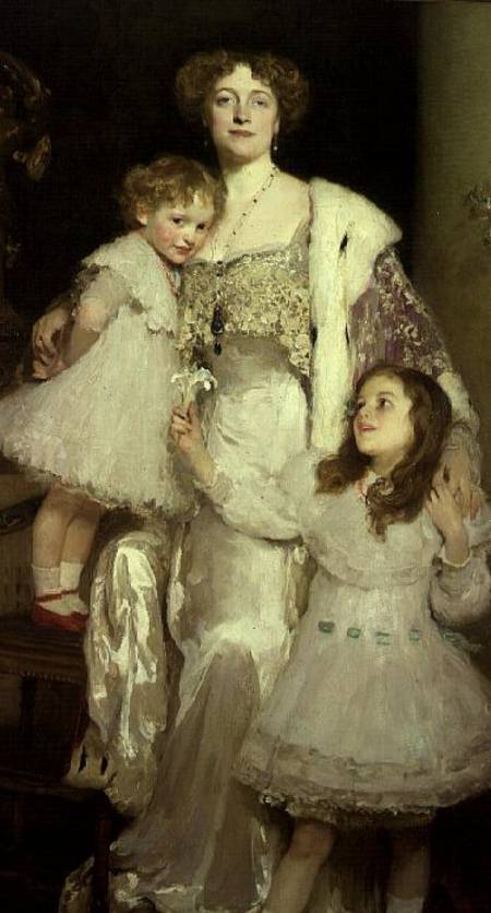 Portrait of Mrs. Alfred Mond, later Lady Melchett, and her two daughters, Mary and Nora a Solomon Joseph Solomon