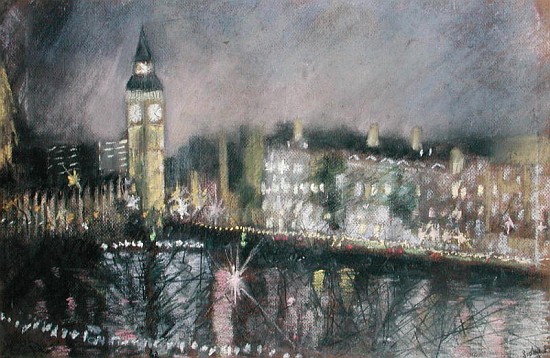 Big Ben, from the South Bank, 1995 (pastel on paper)  a Sophia  Elliot