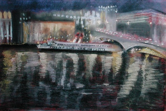 Waterloo Bridge, from the South Bank, 1995 (pastel on paper)  a Sophia  Elliot