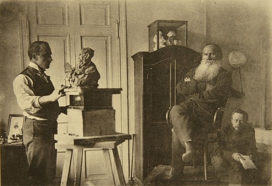 Leo Tolstoy and the sculptor Prince Paolo Troubetzkoy a Sophia Andreevna Tolstaya