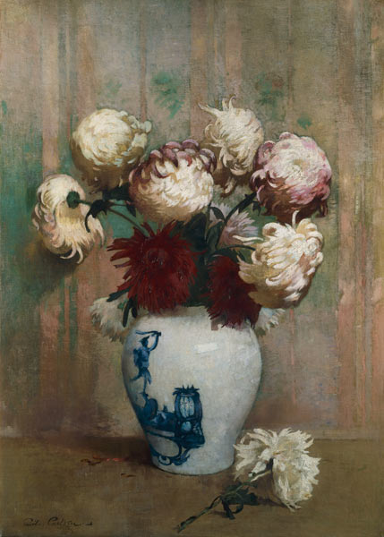 Chrysanthemen in einer asiatischen Vase. a Soren Emil Carlsen