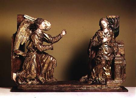 The Annunciation, Painted Wooden Sculpture a Spanish School