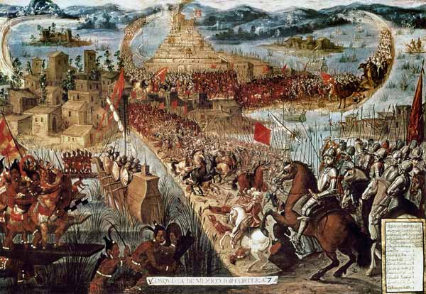 The Taking of Tenochtitlan by Cortes a Spanish School