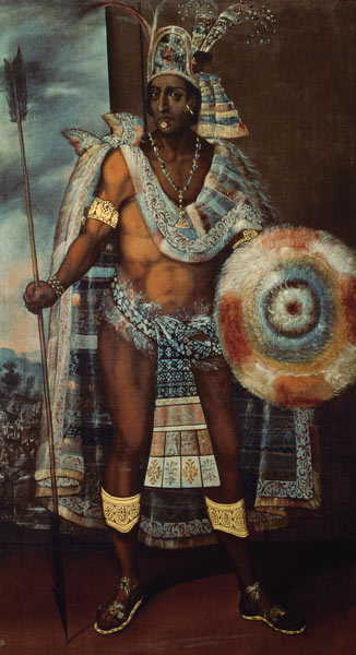 Portrait of an Aztec king a Spanish School