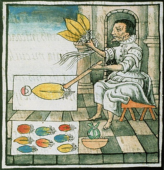 Ms Palat 218-220 Book IX An Aztec feather artisan, from the ''Florentine Codex'' by Bernardino de Sa a Spanish School