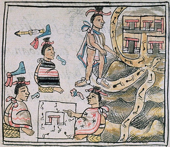 Ms Palat. 218-220 Book IX Aztecs consulting and following a map, from the ''Florentine Codex'' by Be a Spanish School