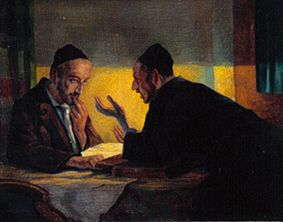 Two Jews at the Talmud studies. a Stanislaw Bender