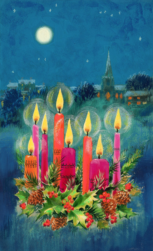 Christmas Candles (gouache)  a Stanley  Cooke