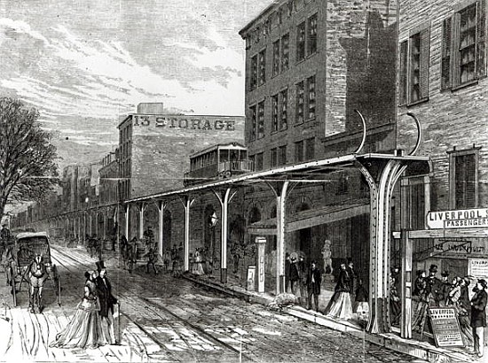 Elevated Railway in Greenwich Street, New York a Stanley Fox