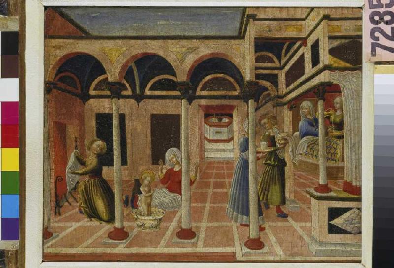 The wonderful birth of St. Nikolaus. a Stefano di Giovanni