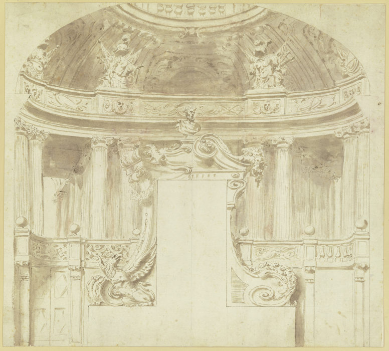 Entwurf zu einem Portal in einer Halle mit einer Kuppel a Stefano Orlandi