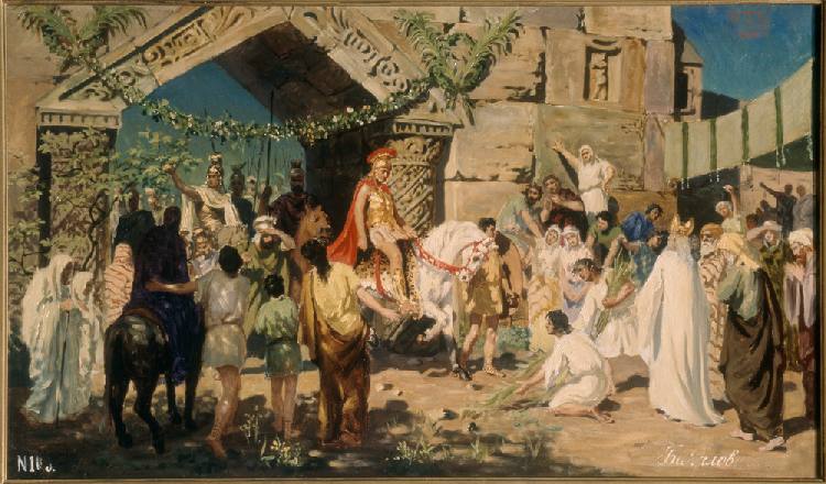 Alexander der Große vor den Toren von Jerusalem a Stepan Wladislawowitsch Bakalowitsch