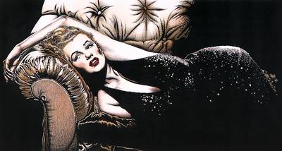 Marilyn Monroe sul divano, colorata