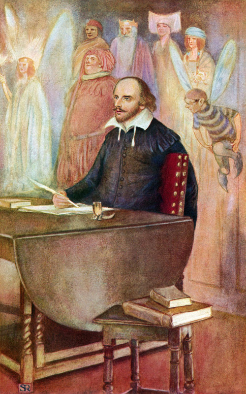 Shakespeare and some of the immortal creatures of his fancy (colour litho) a Stephen Reid