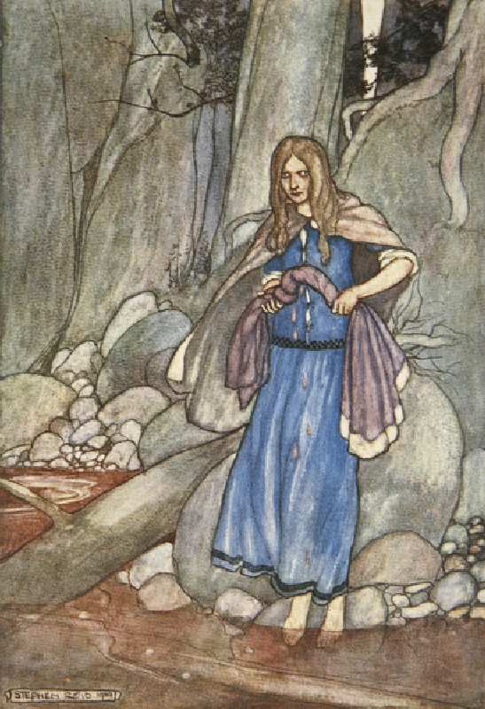 The Watcher of the Ford, illustration from Cuchulain, The Hound of Ulster, by Eleanor Hull (1860-193 a Stephen Reid