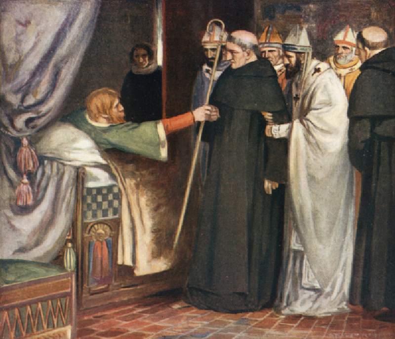 Saint Anselm Refusing the Archbishopric (colour litho) a Stephen Reid