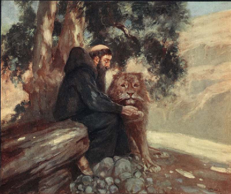 Saint Jerome and the Lion, illustration from Helmet & Cowl: Stories of Monastic and Military Orders  a Stephen Reid