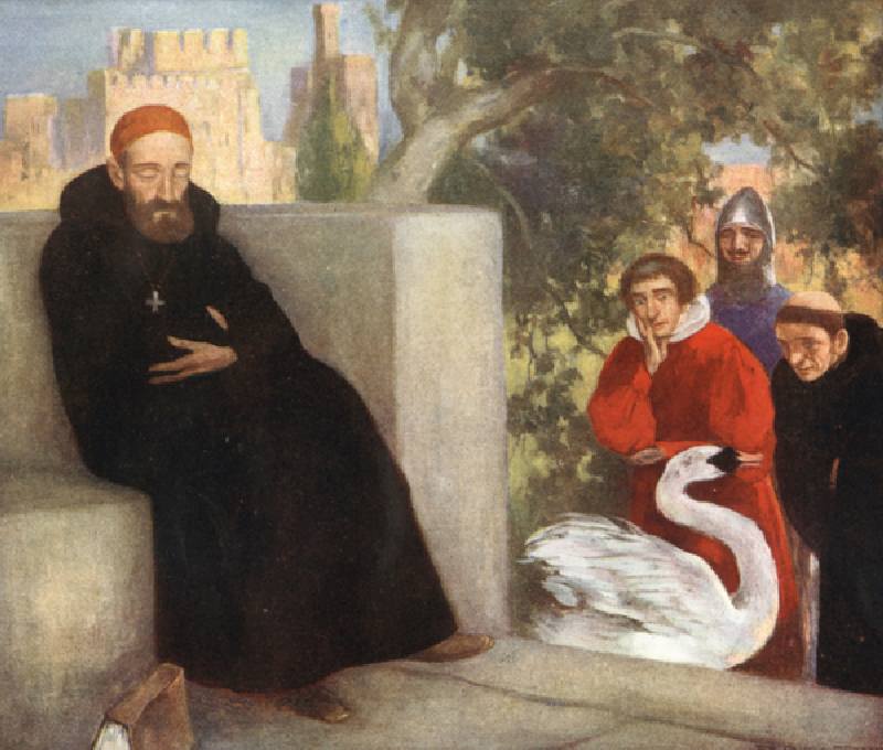Saint Hugh of Lincoln and the Swan (colour litho) a Stephen Reid