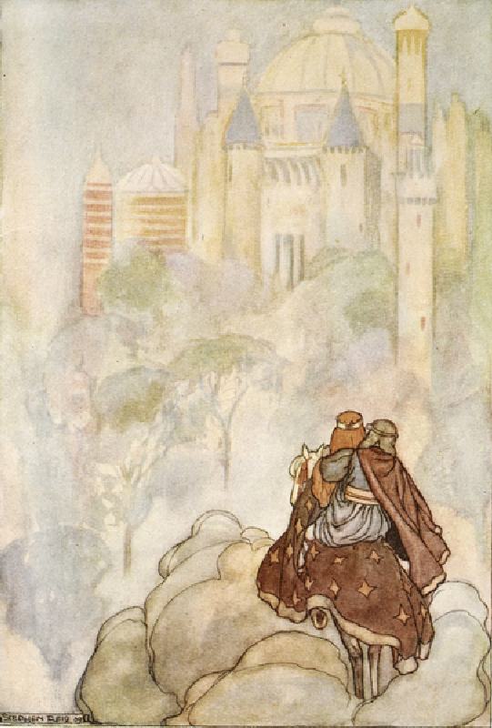 They rode up to a stately palace, illustration from The High Deeds of Finn, and other Bardic Romance a Stephen Reid