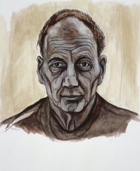 Portrait of Frank Auerbach, 2002 (indian ink and wash over pen and pencil on paper)  a Stevie  Taylor