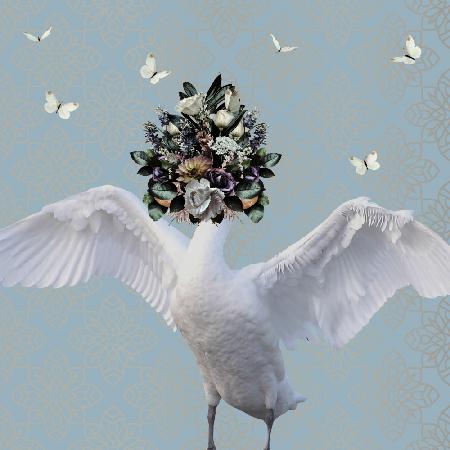 Spring Flower Bonnet On Swan