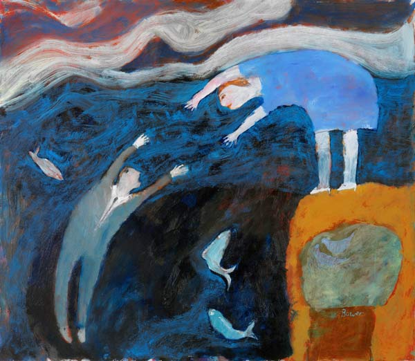 Saving the Man from the Sea, 2003 (oil on board)  a Susan  Bower