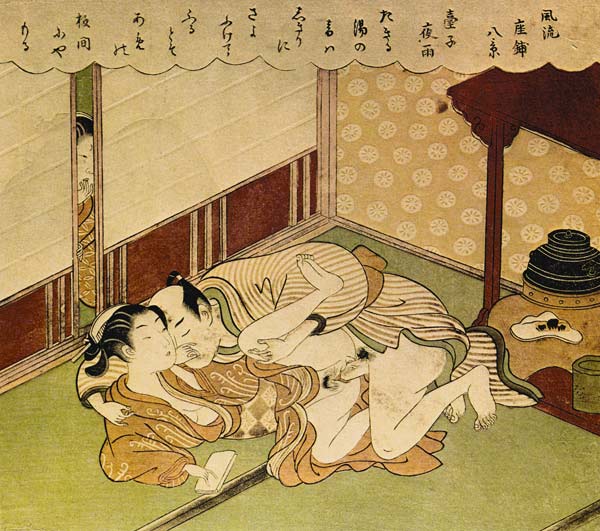 Two Lovers (Shunga - erotic woodblock print) a Suzuki Harunobu