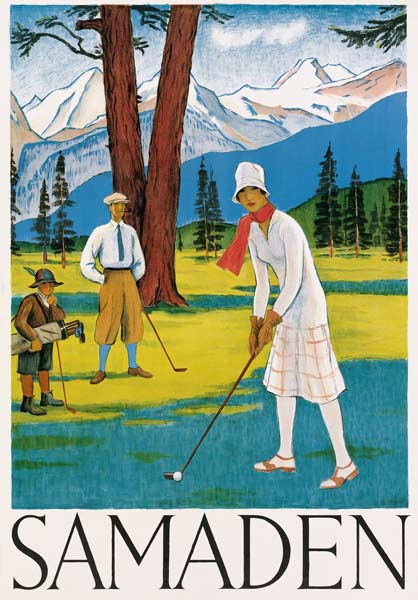 Poster advertising Samaden in Switzerland a Swiss School, (20th century)