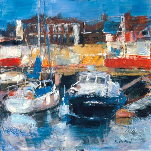 Lowestoft Harbour View (mixed media and collage on paper)  a Sylvia  Paul