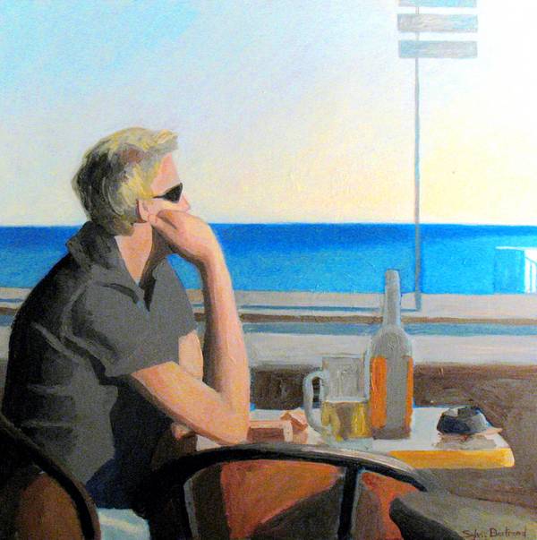 Café devant la mer , inspiré de la Promenade des Anglais , Nice a Sylvie Bertrand