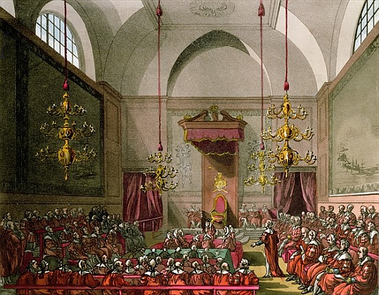 House of Lords from Ackermann''s ''Microcosm of London'' a T.(1756-1827) Rowlandson