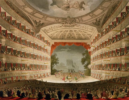 Kings Theatre Opera House; engraved by J. Bluck, pub.Ackermann''s ''Repository of Arts'' a T. Rowlandson