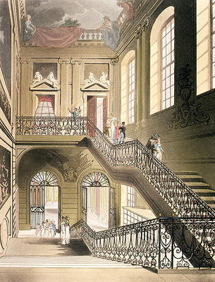 The Hall and Staircase from the British Museum from Ackermann's 'Microcosm of London' a T. Rowlandson