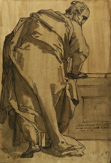 A Heavily Draped Apostle Seen from Behind, 16th century a Taddeo Zuccaro