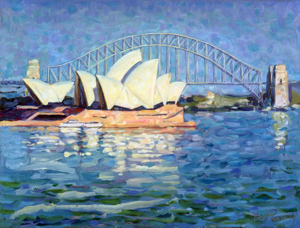 Sydney Opera House, AM, 1990 (oil on canvas)  a Ted  Blackall