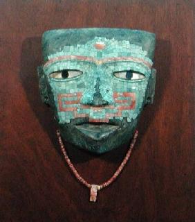Anthropomorphic Mask (stone, turquoise obsidian and shell) (157743)