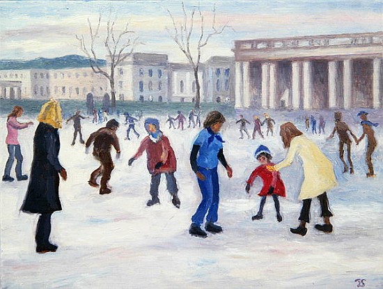 Skating at the Old Royal Naval College, 2007 (oil on canvas)  a Terry  Scales