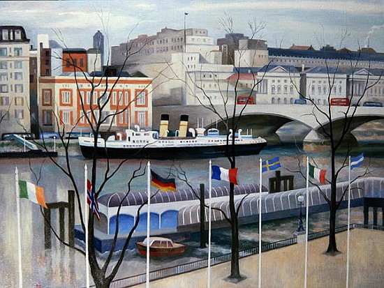 View from the Festival Hall, 2002 (oil on canvas)  a Terry  Scales