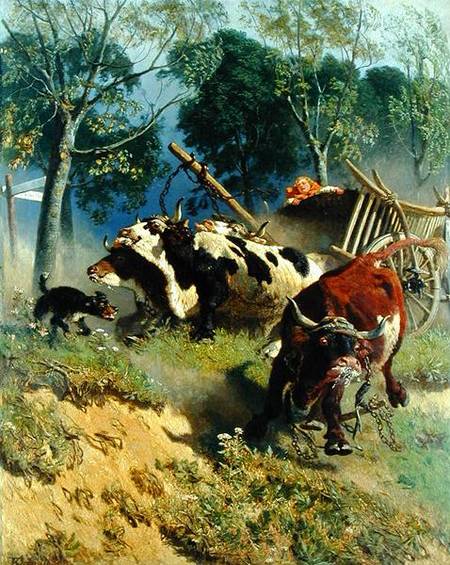 The team of oxen breaks loose a Teutwart Schmitson