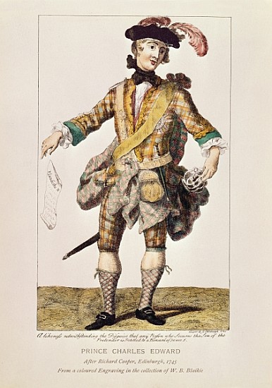 Satirical print in form of a ''Wanted Poster'' for Prince Charles Edward Stuart a the Elder Cooper Richard
