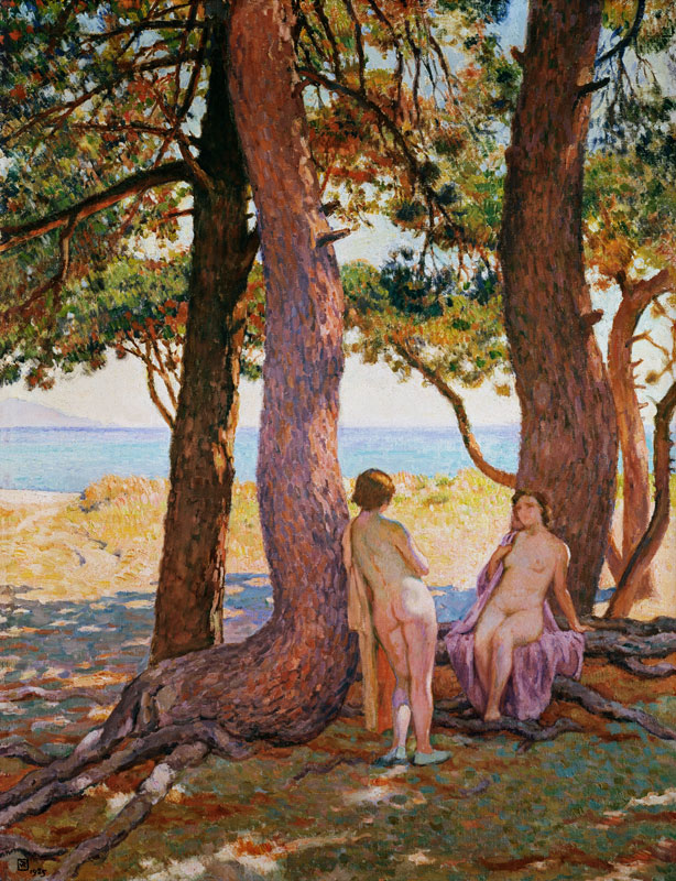 Two female acts under pines a Theo van Rysselberghe