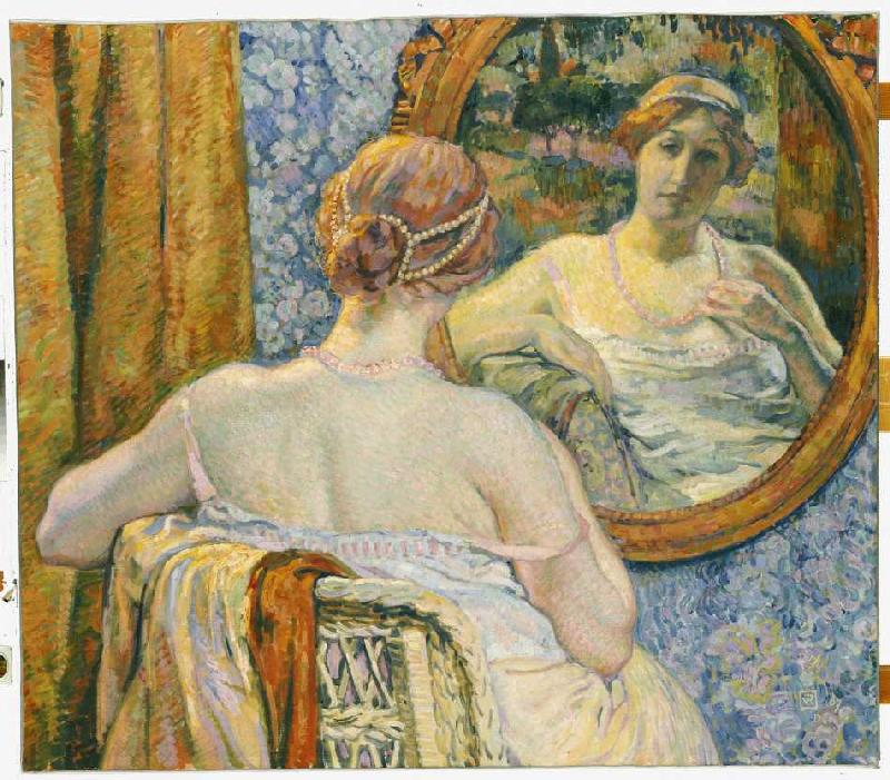 Frau beim Blick in den Spiegel a Theo van Rysselberghe